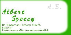 albert szecsy business card