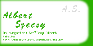 albert szecsy business card